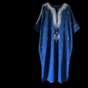 Hand Block Printed & Embroidered Kaftan With Kamdani