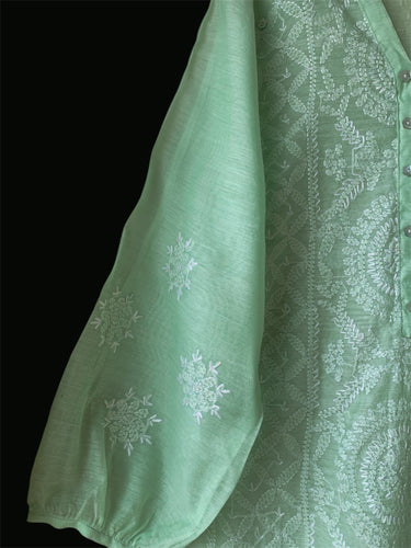 Green Hand embroidered Kurta