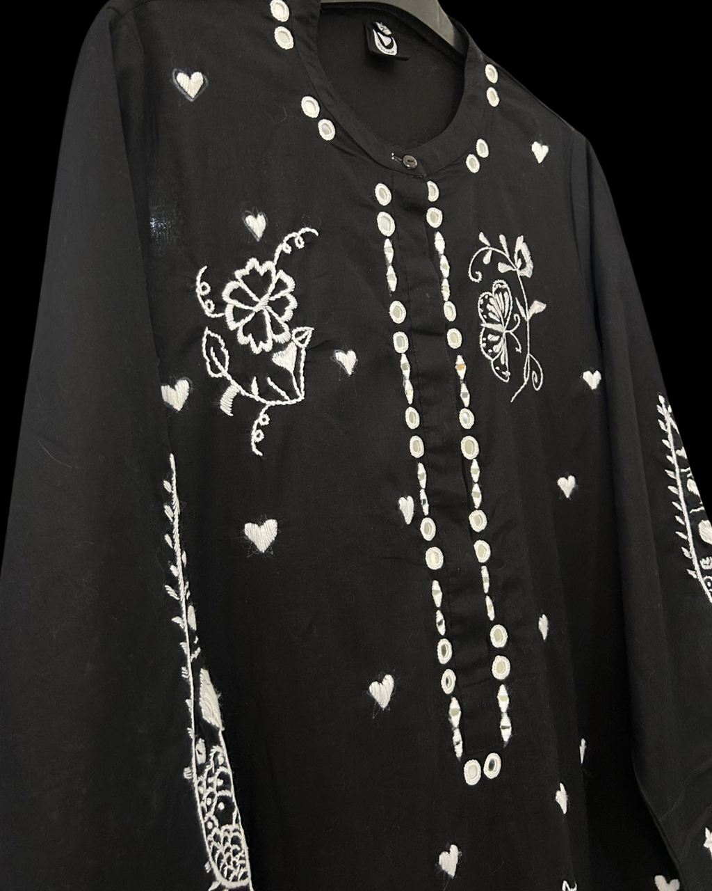 Black Hand Embroidered Kurta