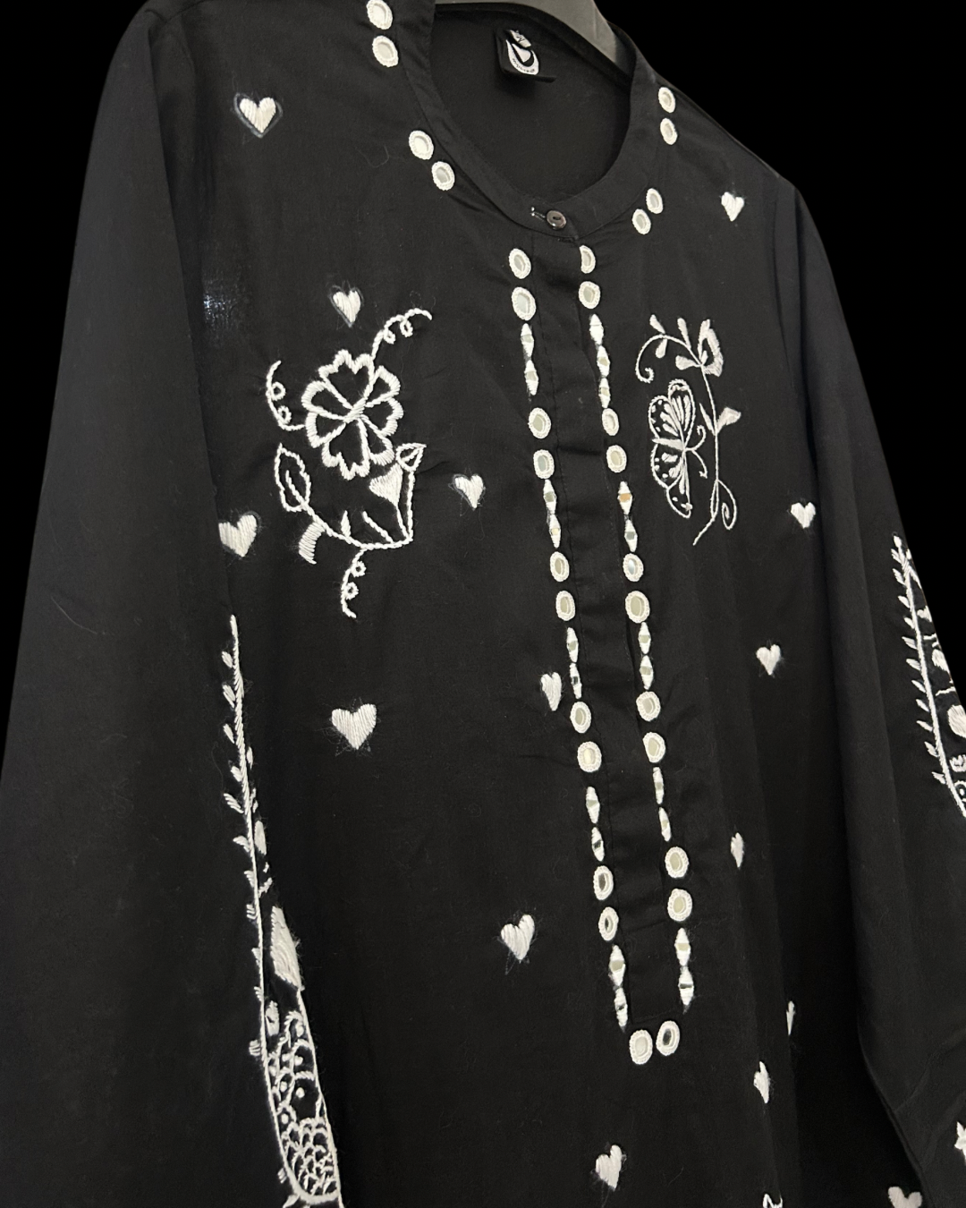 Black Hand Embroidered Kurta