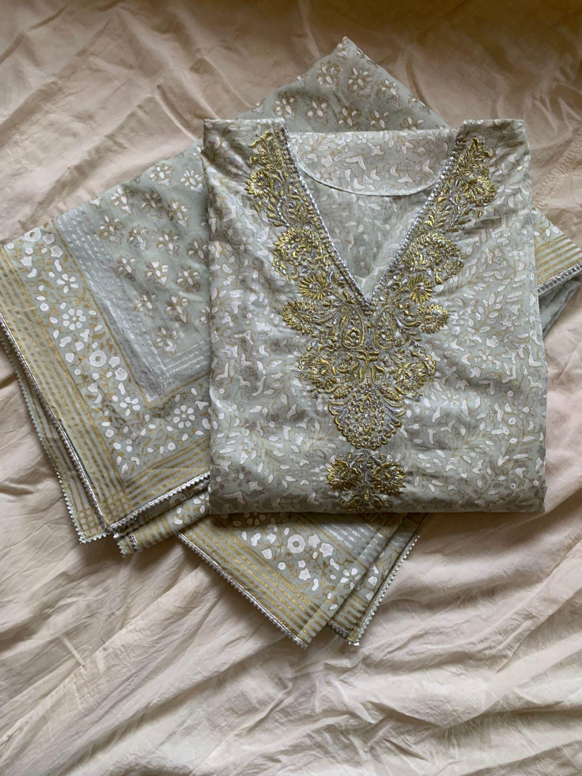 Hand Block Printed Kurta & Dupatta Set
