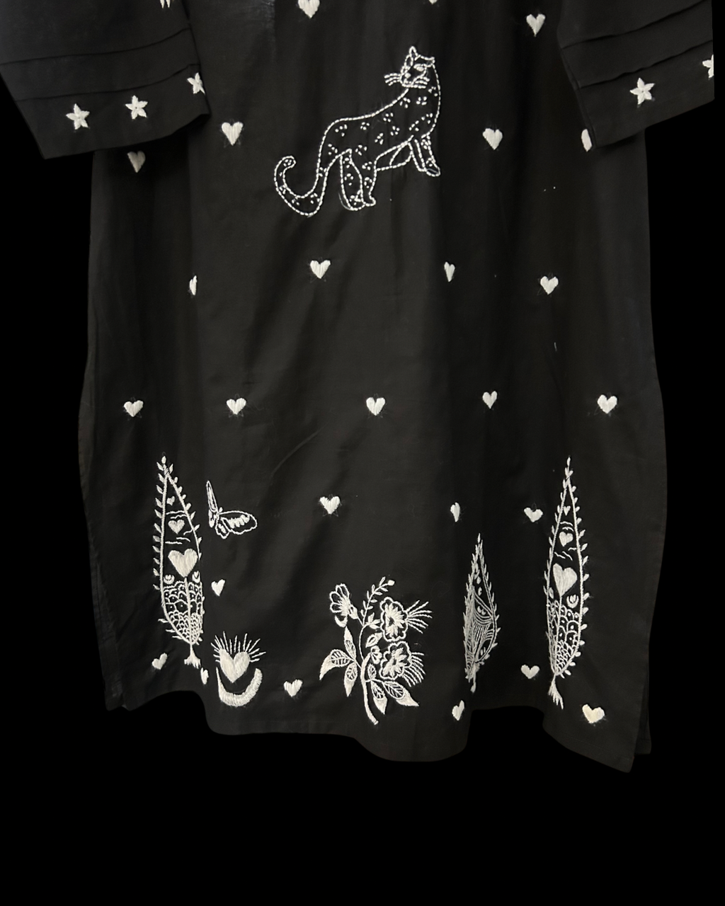 Black Hand Embroidered Kurta