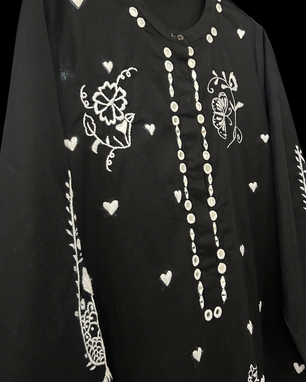 Black Hand Embroidered Kurta