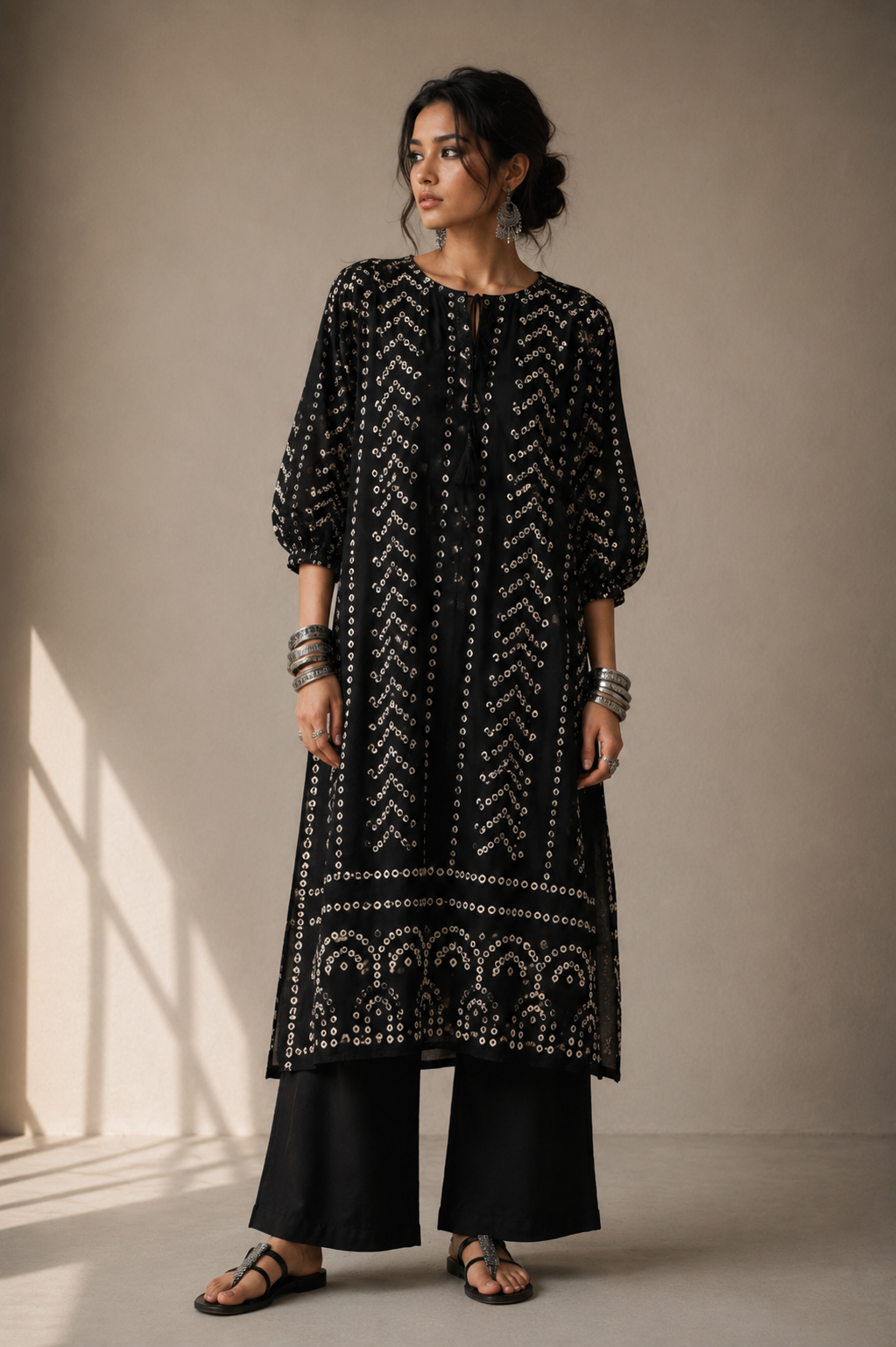 Black Chunri Kurta