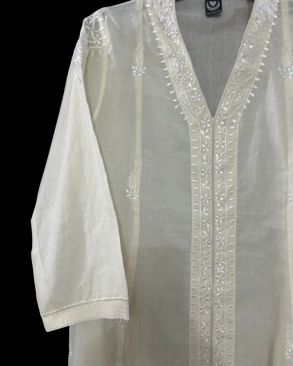 White Hand Embroidered Kurta