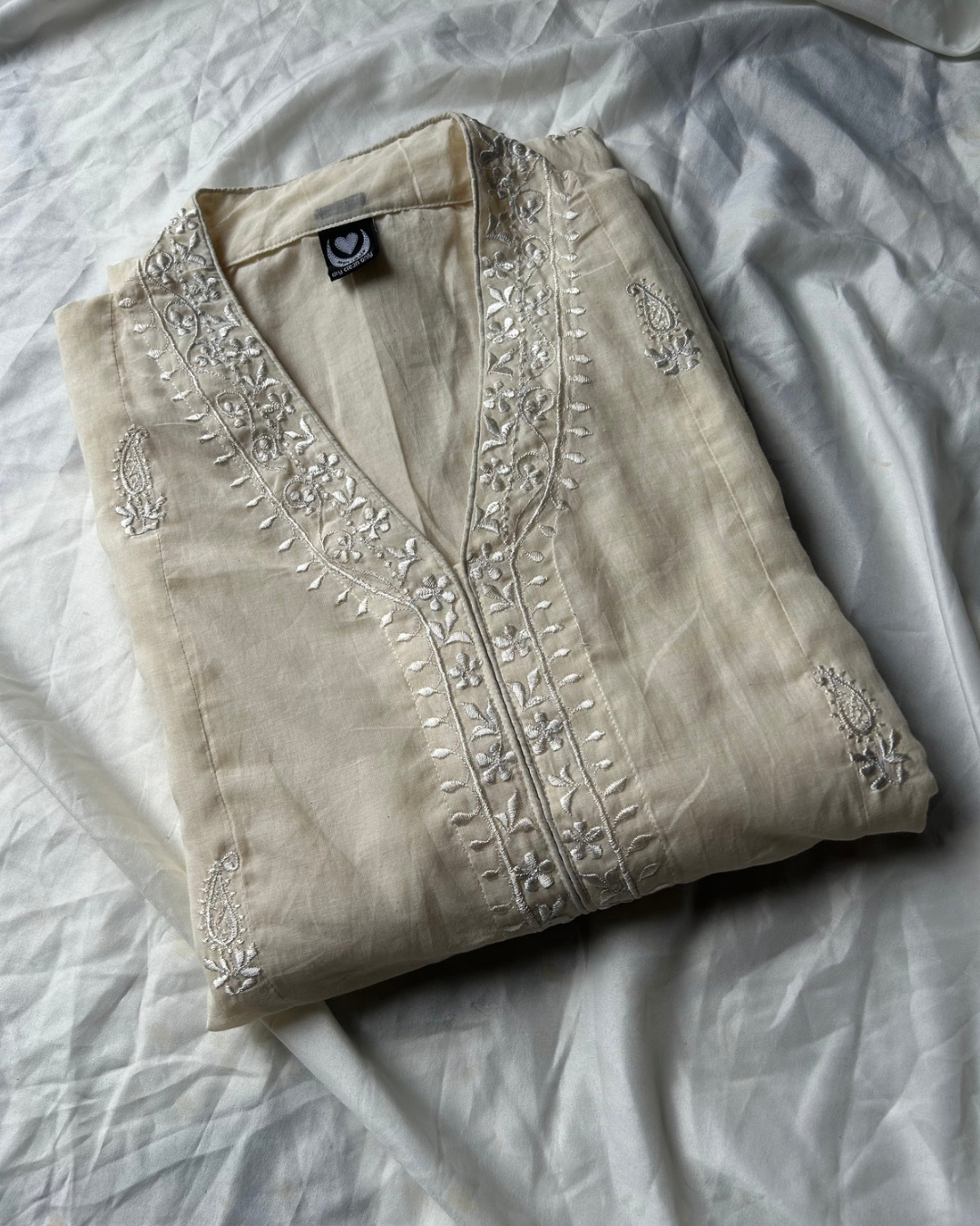 White Hand Embroidered Kurta