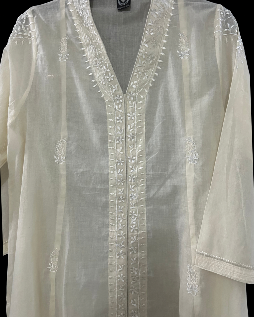 White Hand Embroidered Kurta
