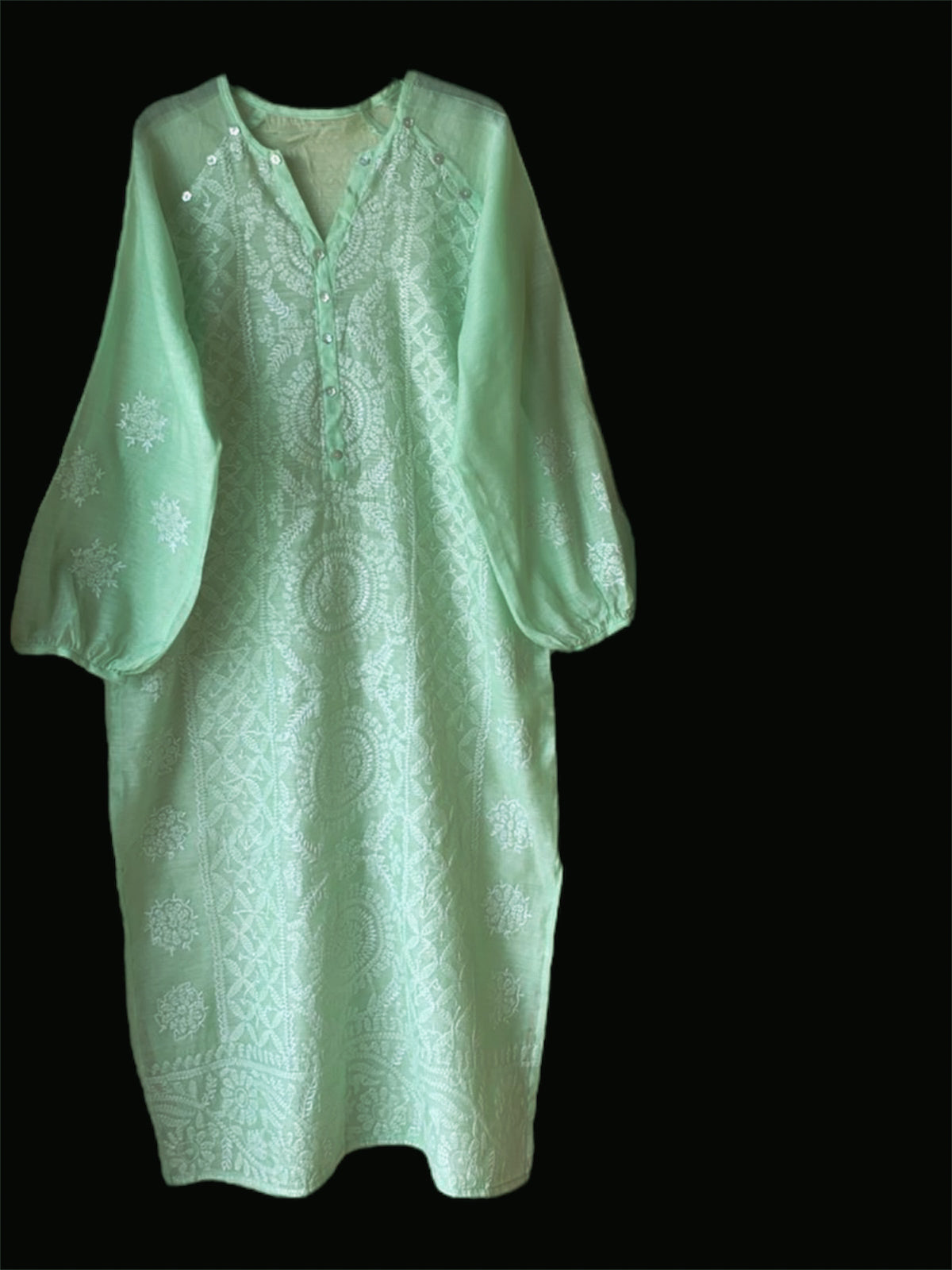 Green Hand embroidered Kurta