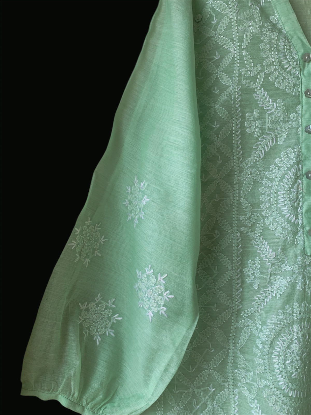 Green Hand embroidered Kurta