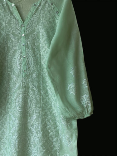 Green Hand embroidered Kurta