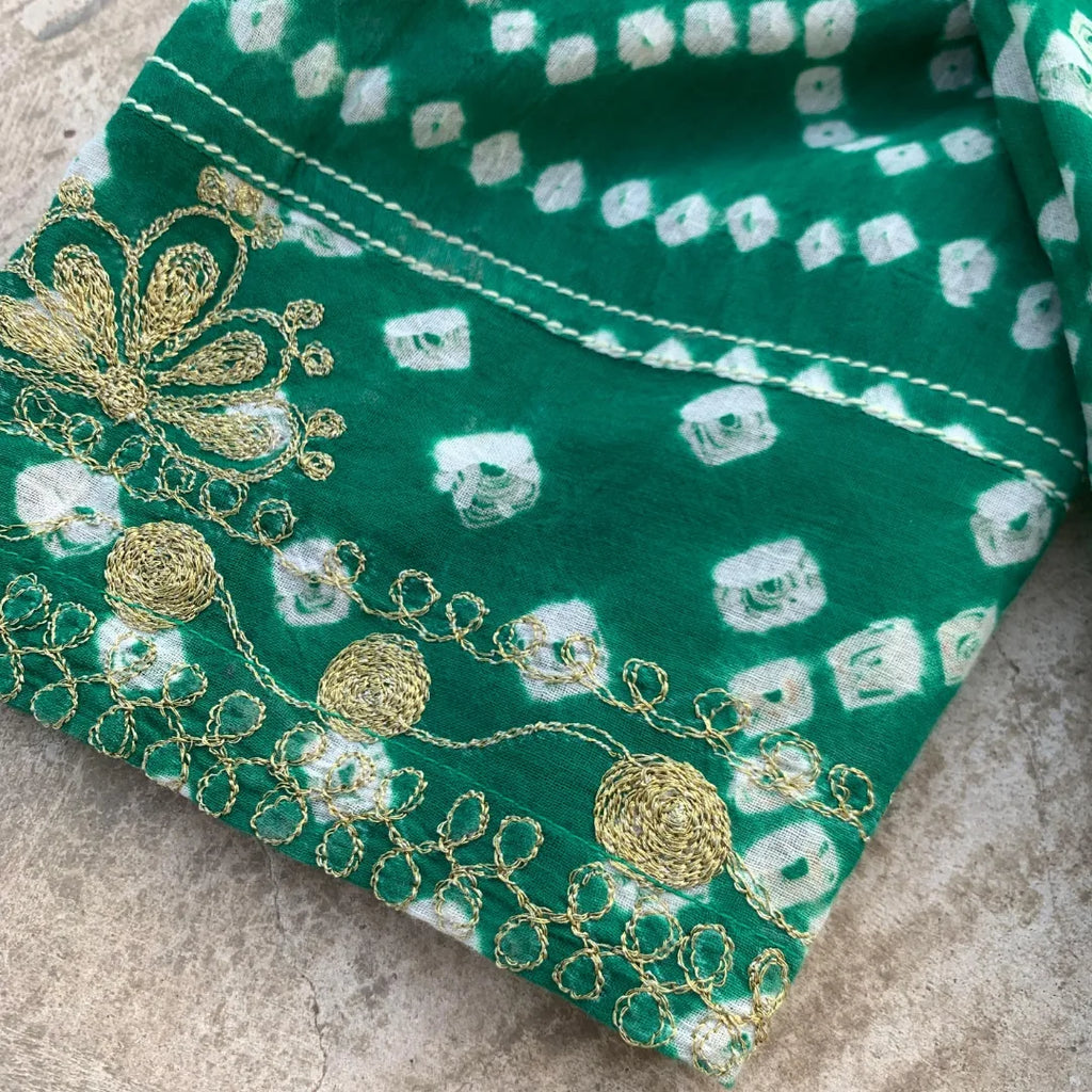 Handmade Green Chunri Kurta
